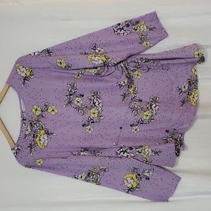 Ophelia Roe Floral Asymmetrical Top Size 1X
